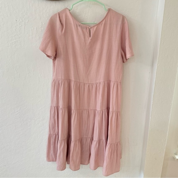 Mikarose Pink Tiered Short Sleeve Button Back Keyhole Dress Size L - Picture 8 of 11